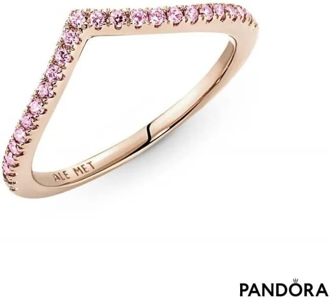 image:imagePANDORA Wish Sparkling Pink Ring Rose Gold Ring for Women Layering or Stackable Ring Gift for Her 14k Rose with Pink Cubic Zirconia With Gift Box