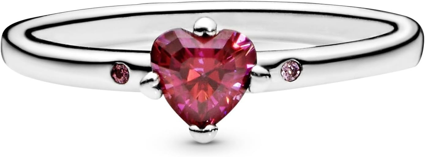 image:imagePANDORA You amp Me Sparkling Red Heart Ring Sterling Silver Ring for Women Layering or Stackable Ring Gift for Her Sterling Silver with Red Cubic Zirconia With Gift Box