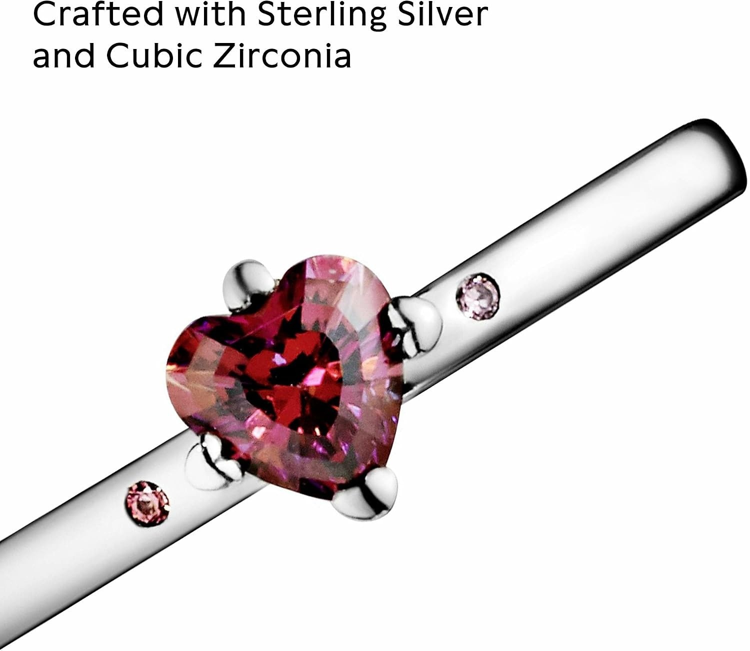 image:imagePANDORA You amp Me Sparkling Red Heart Ring Sterling Silver Ring for Women Layering or Stackable Ring Gift for Her Sterling Silver with Red Cubic Zirconia With Gift Box