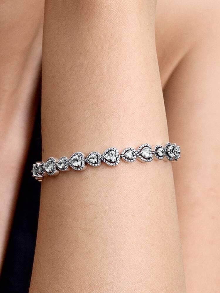 image:imagePANDORAHalo Hearts BraceletSterling silverWith Gift BoxSilver