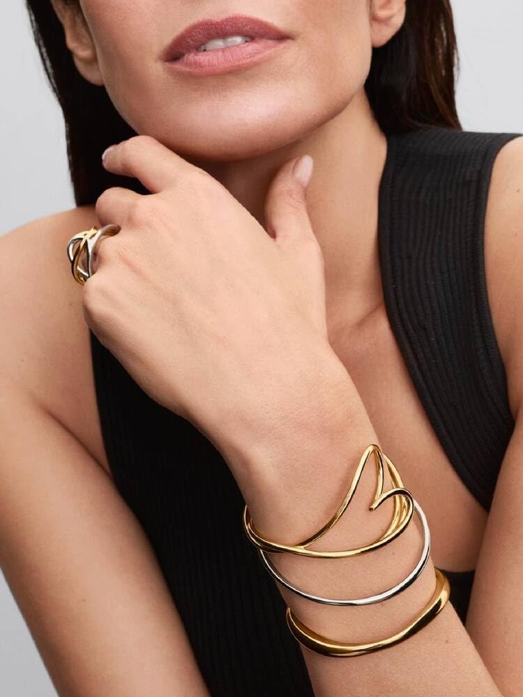 image:imagePANDORAOrganically Shaped Heart BangleGold plated With Gift BoxGold