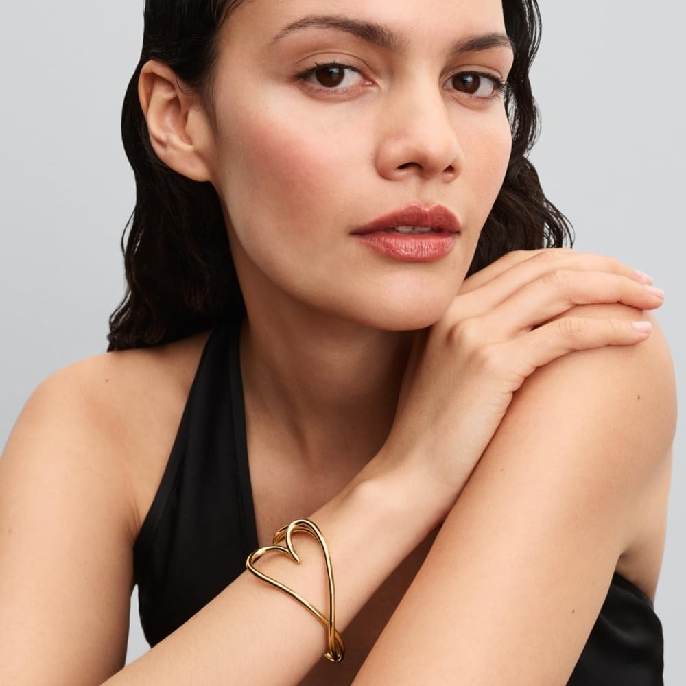 image:imagePANDORAOrganically Shaped Heart BangleGold plated With Gift BoxGold