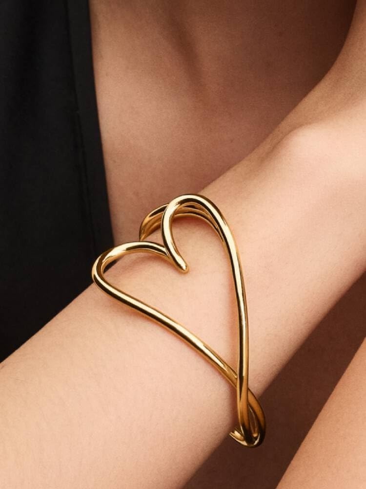 image:imagePANDORAOrganically Shaped Heart BangleGold plated With Gift BoxGold