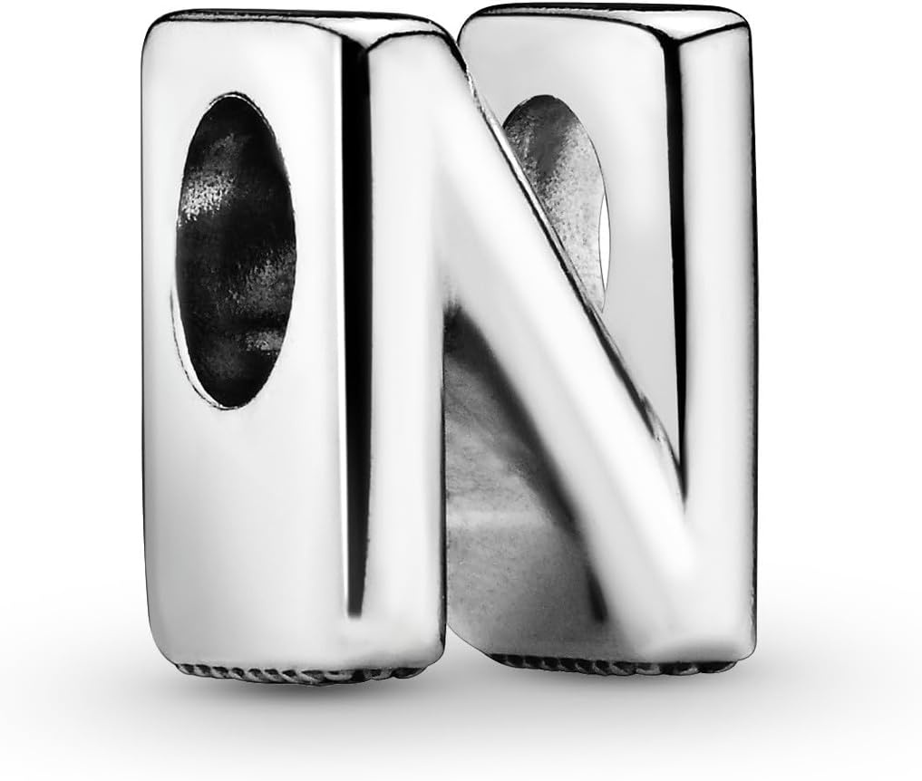 image:imagePandora Alphabet Charm Compatible Moments Gift for Her Made with Sterling Silver with Gift BoxLetter N