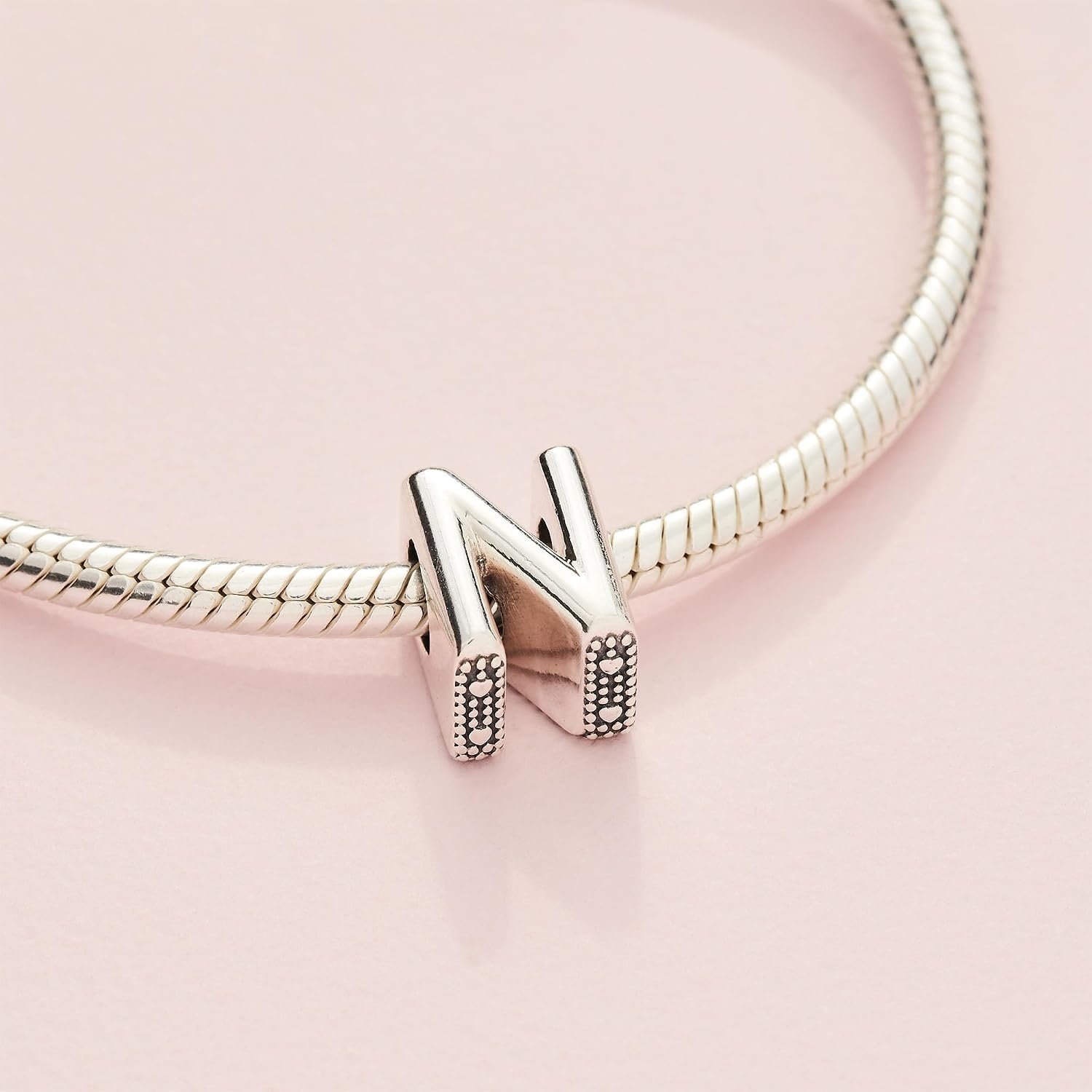 image:imagePandora Alphabet Charm Compatible Moments Gift for Her Made with Sterling Silver with Gift BoxLetter N