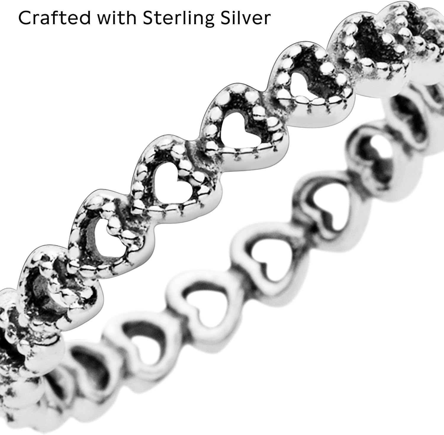 image:imagePandora Band of Hearts Ring Stackable Ring for Women Gift for Her Sterling Silver With Gift Box