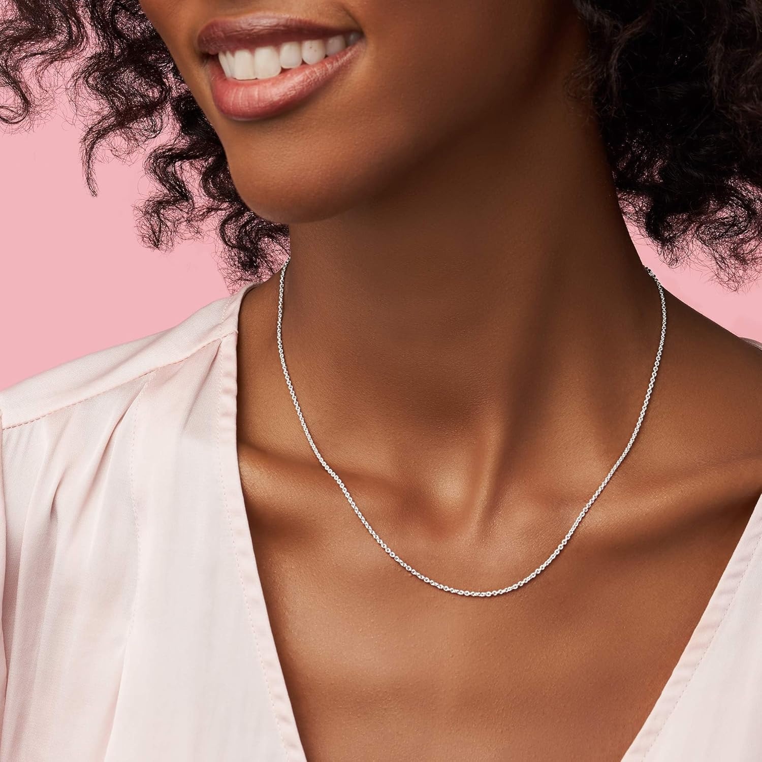 image:imagePandora Classic Cable Chain Necklace Thin Necklace Chain with Lobster Clasp Great Gift for Women Sterling Silver Adjustable Chain Necklace Comes with Gift Box315 inches