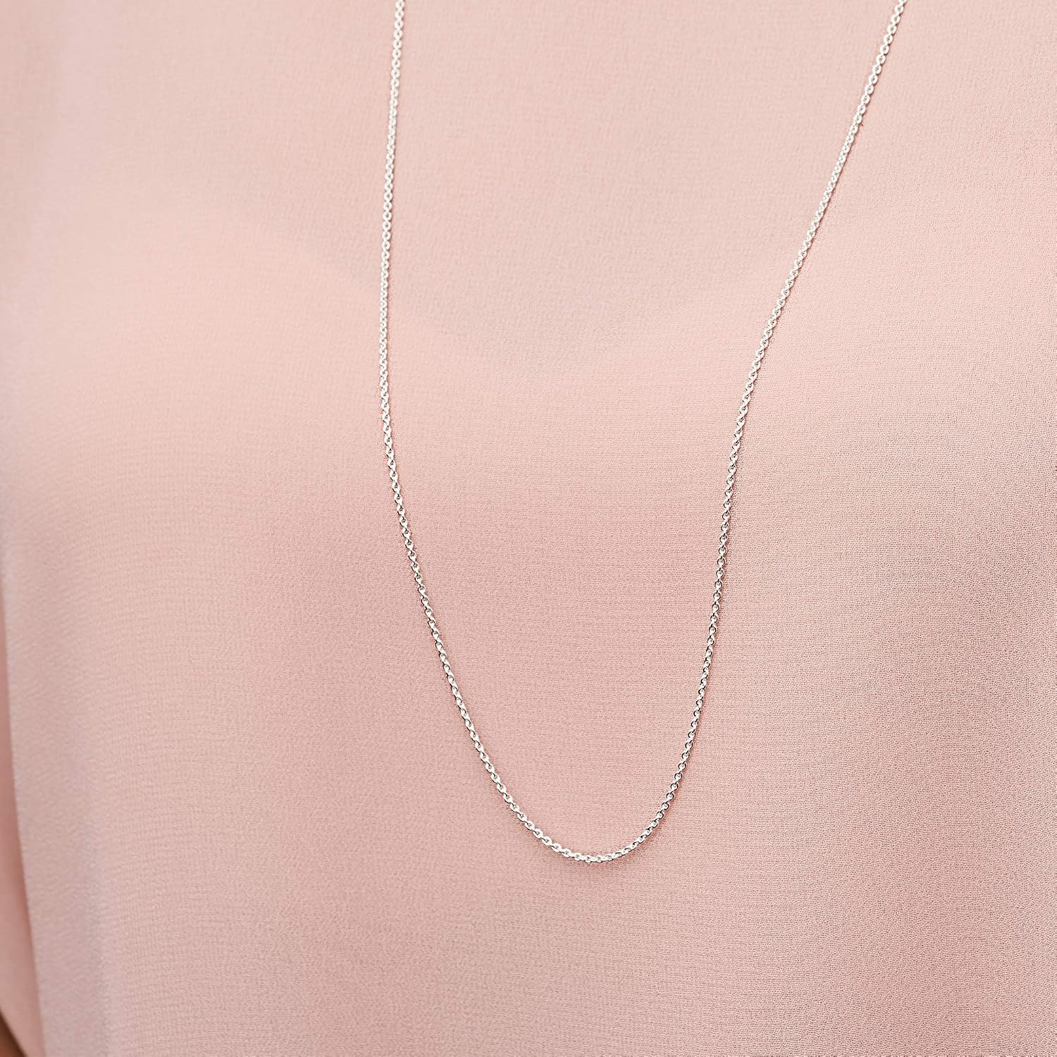 image:imagePandora Classic Cable Chain Necklace Thin Necklace Chain with Lobster Clasp Great Gift for Women Sterling Silver Adjustable Chain Necklace Comes with Gift Box354 inches