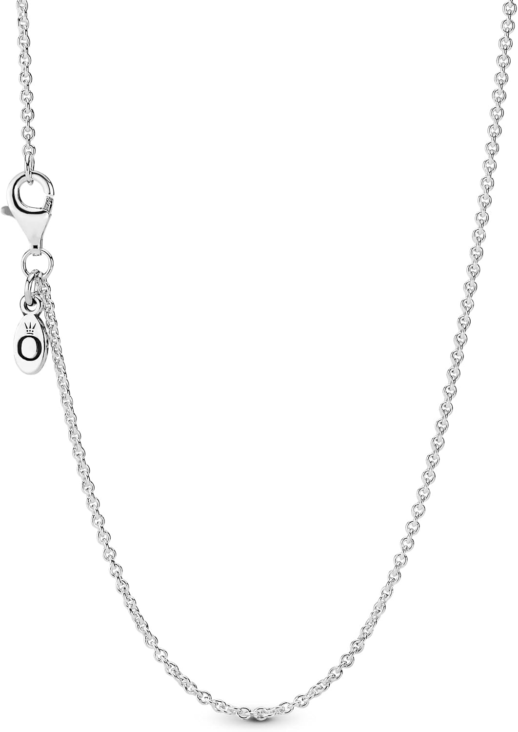 image:imagePandora Classic Cable Chain Necklace Thin Necklace Chain with Lobster Clasp Great Gift for Women Sterling Silver Adjustable Chain Necklace Comes with Gift Box354 inches