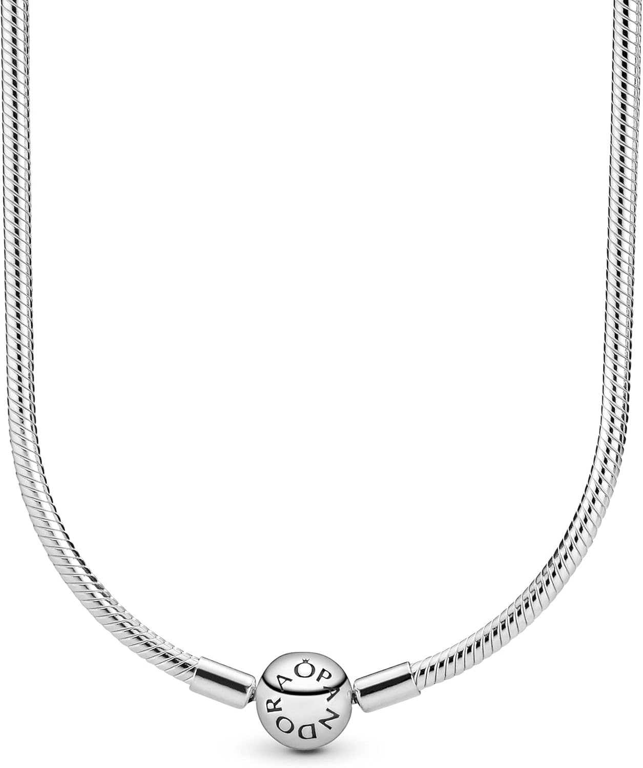 image:imagePandora Classic Snake Chain Charm Necklace Gift for Her Sterling Silver with Embossed Ball Clasp Necklace With Gift Box157 inches