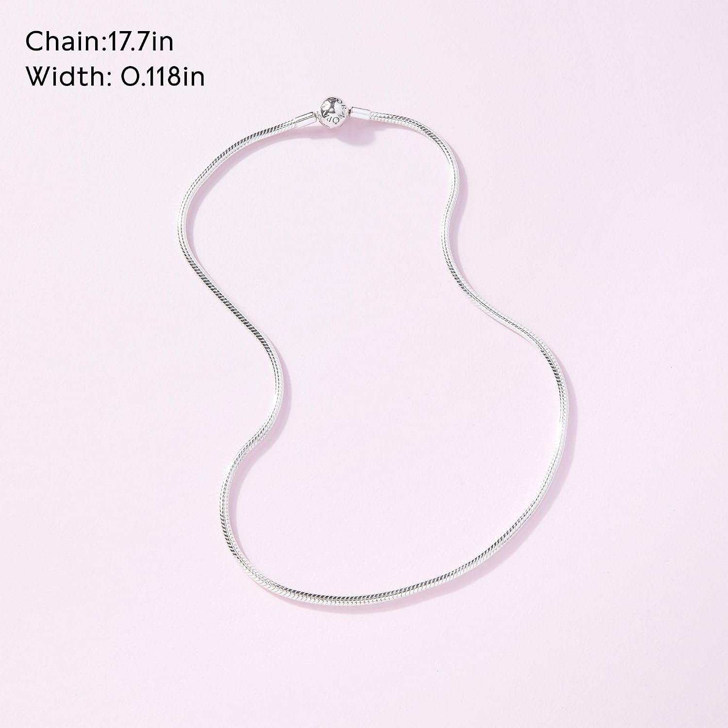 image:imagePandora Classic Snake Chain Charm Necklace Gift for Her Sterling Silver with Embossed Ball Clasp Necklace With Gift Box177 inches
