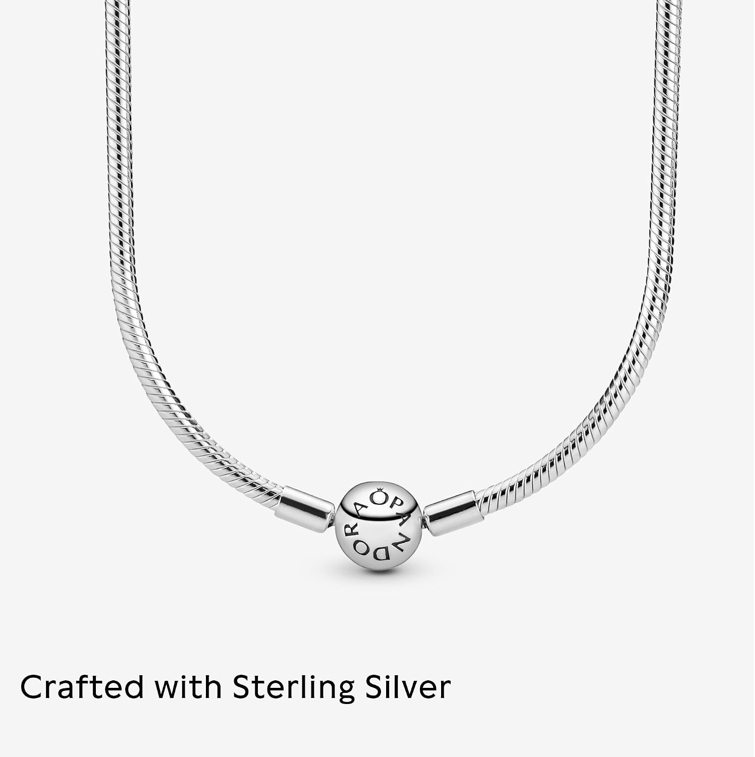 image:imagePandora Classic Snake Chain Charm Necklace Gift for Her Sterling Silver with Embossed Ball Clasp Necklace With Gift Box197 inches