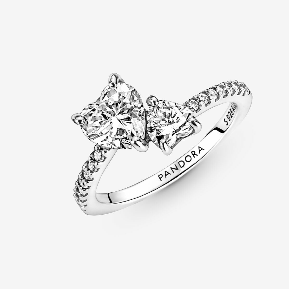 image:imagePandora Double Heart Sparkling Ring Sterling Silver Ring for Women Gift for Her Sterling Silver with Clear Cubic Zirconia With Gift Box