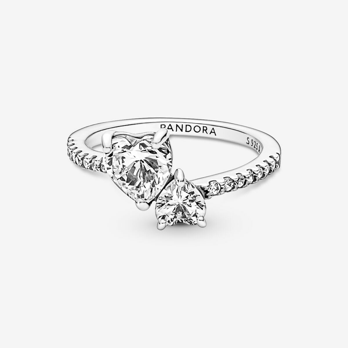 image:imagePandora Double Heart Sparkling Ring Sterling Silver Ring for Women Gift for Her Sterling Silver with Clear Cubic Zirconia With Gift Box