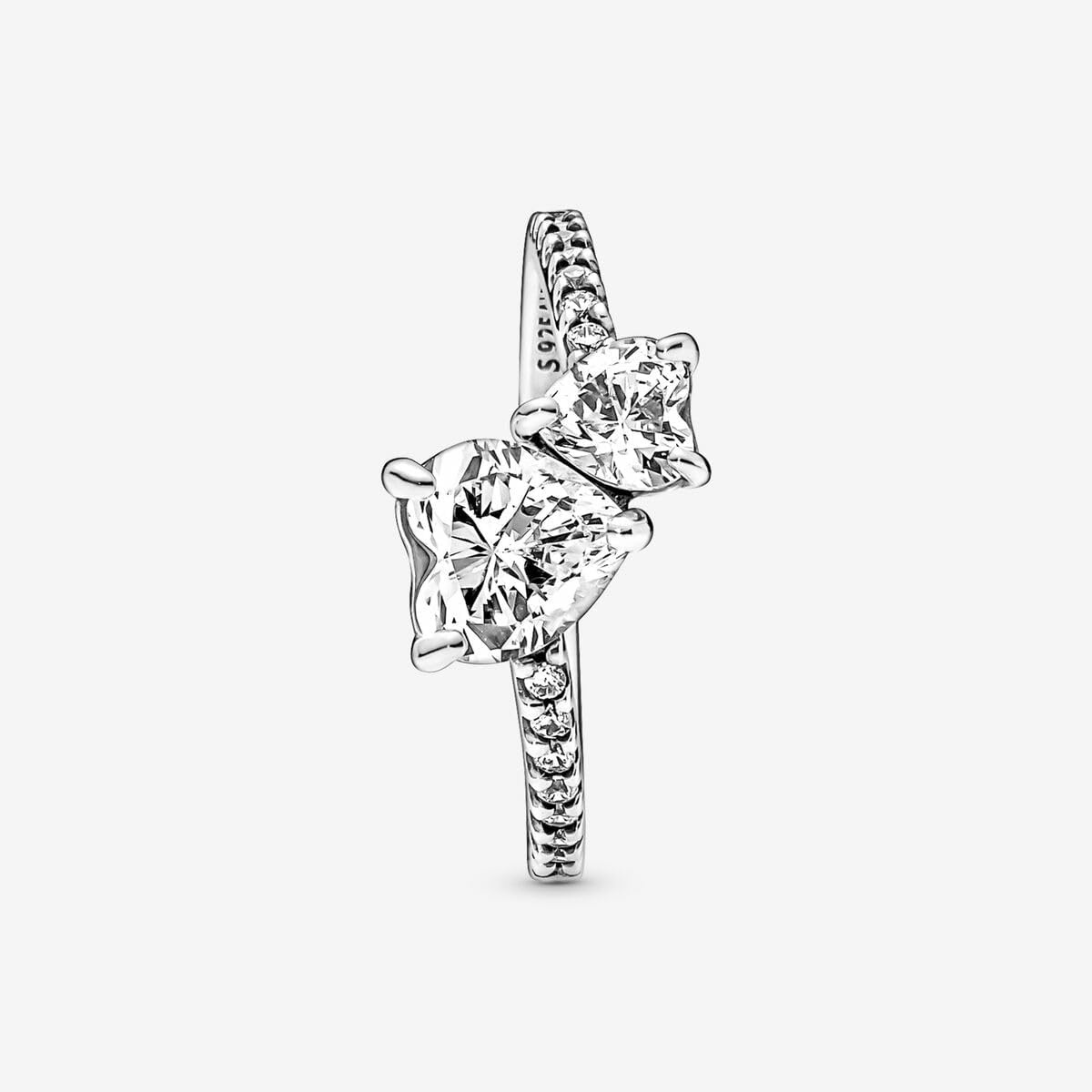 image:imagePandora Double Heart Sparkling Ring Sterling Silver Ring for Women Gift for Her Sterling Silver with Clear Cubic Zirconia With Gift Box