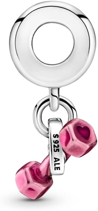 image:imagePandora Dumbbell amp Heart Dangle Charm Compatible Moments Bracelets Jewelry for Women Gift for Women Made with Sterling Silver amp Enamel