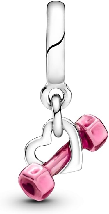 image:imagePandora Dumbbell amp Heart Dangle Charm Compatible Moments Bracelets Jewelry for Women Gift for Women Made with Sterling Silver amp Enamel