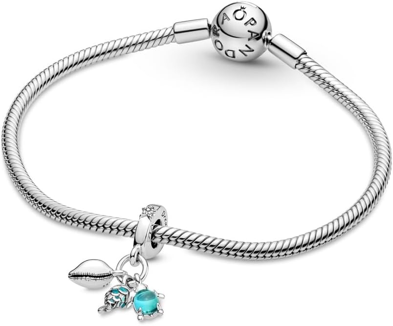 image:imagePandora Fish Sea Turtle amp Conch Triple Dangle Charm Gift for Her Compatible with Pandora Moments Sterling Silver with Murano Glass amp Enamel with Gift Box