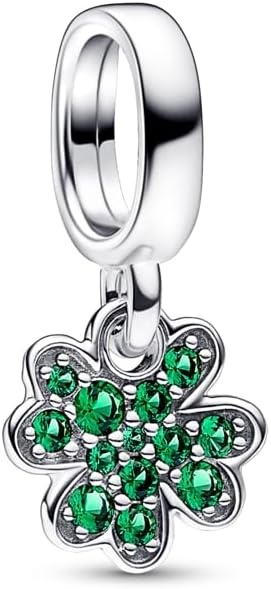 image:imagePandora Four Leaf Clover Dangle Charm Gift for Her Sterling Silver with ManMade Crystals with Present Box