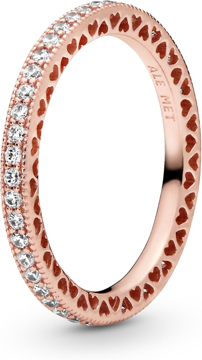image:imagePandora Halo Sparkle amp Hearts Ring Ring for Women with Cubic Zirconia Layering or Stackable Ring Gift for Her With Gift BoxRose Gold