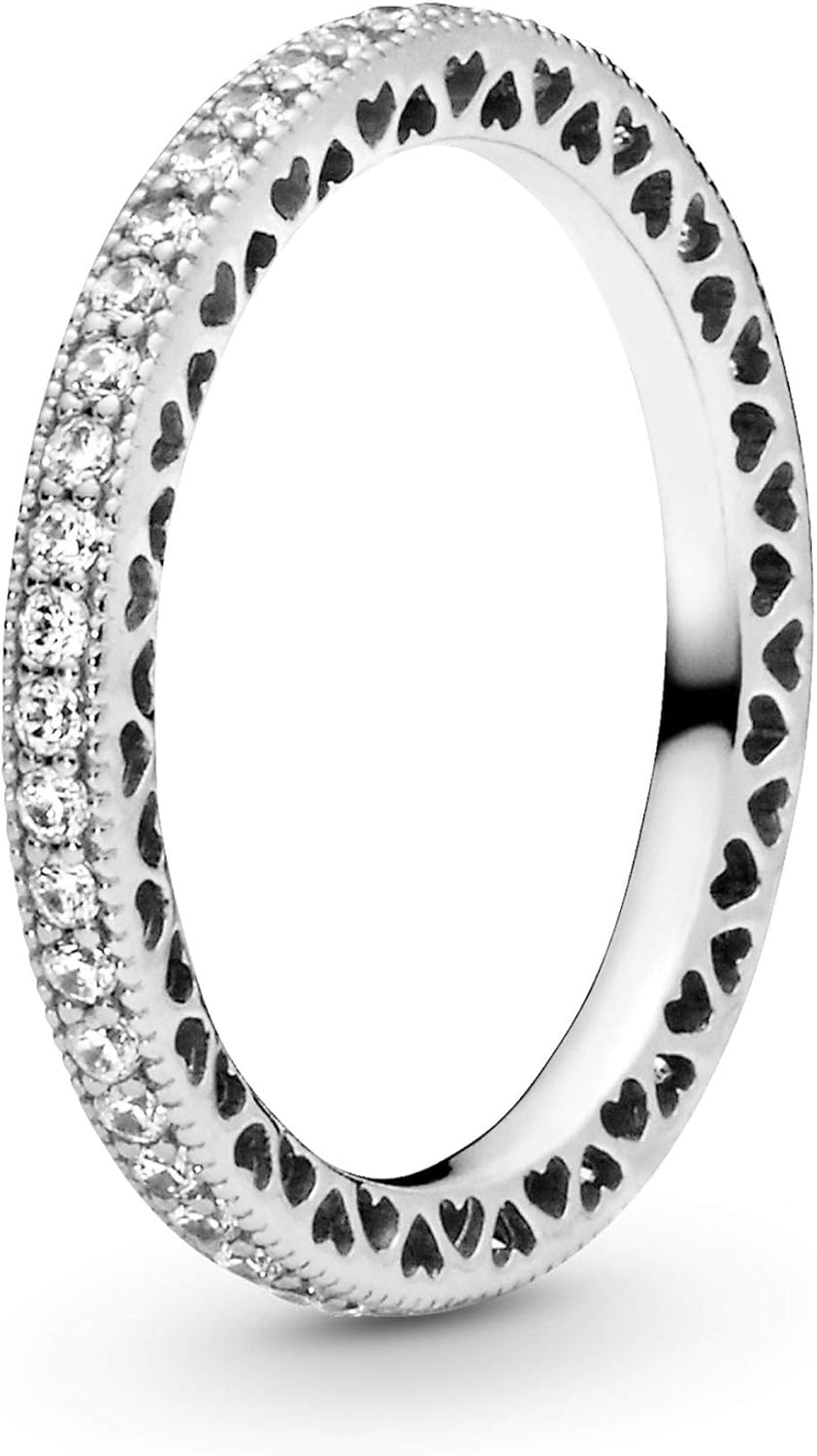 image:imagePandora Halo Sparkle amp Hearts Ring Ring for Women with Cubic Zirconia Layering or Stackable Ring Gift for Her With Gift BoxSterling Silver
