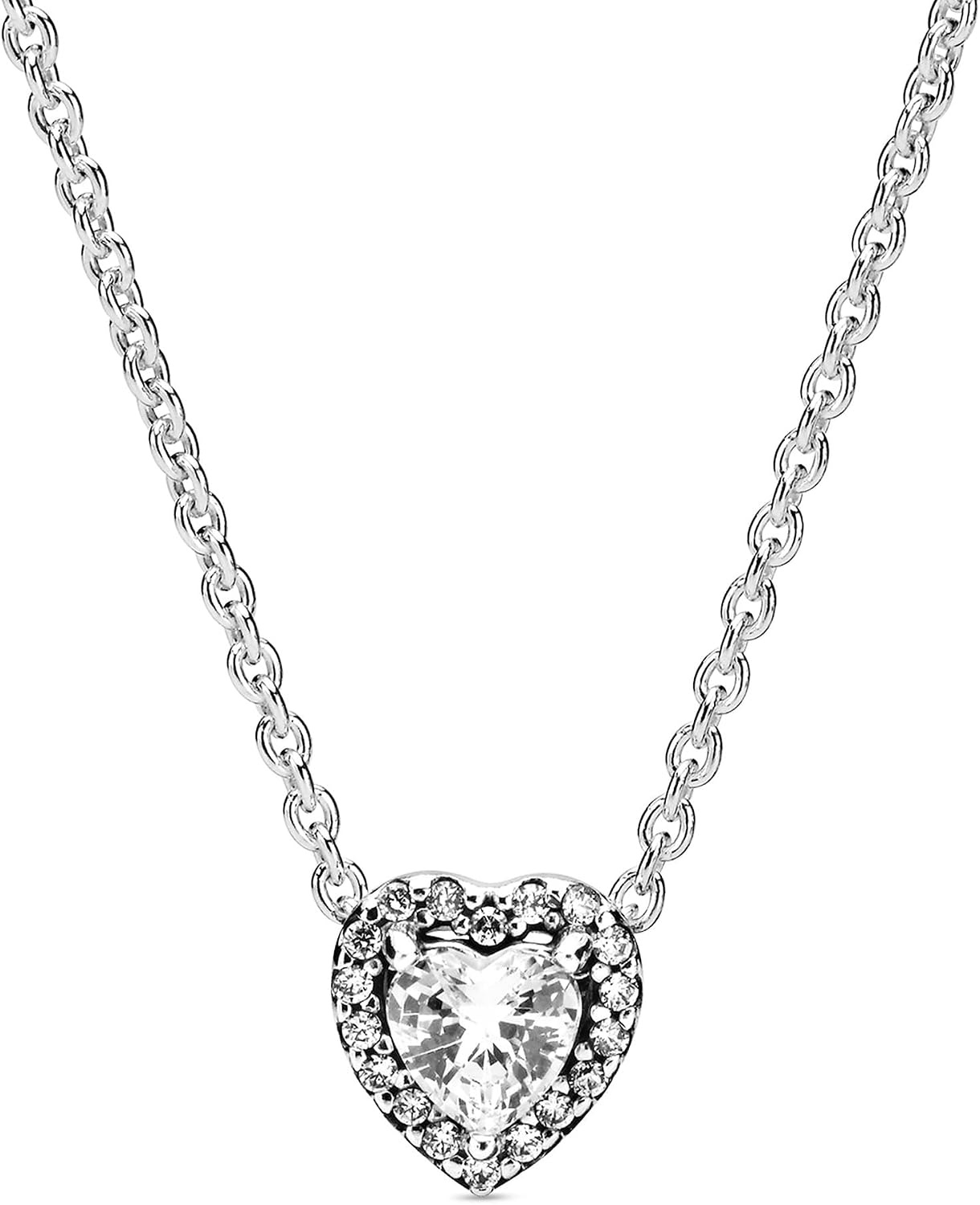 image:imagePandora Jewelry Elevated Heart Cubic Zirconia Necklace in Sterling Silver 177 No Box
