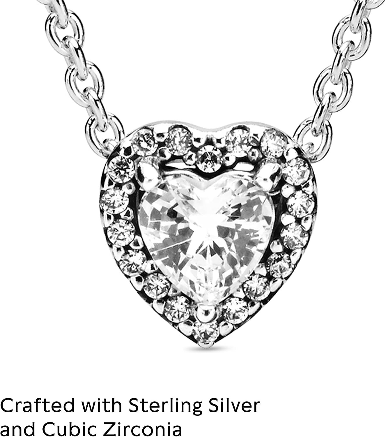 image:imagePandora Jewelry Elevated Heart Cubic Zirconia Necklace in Sterling Silver 177 No Box