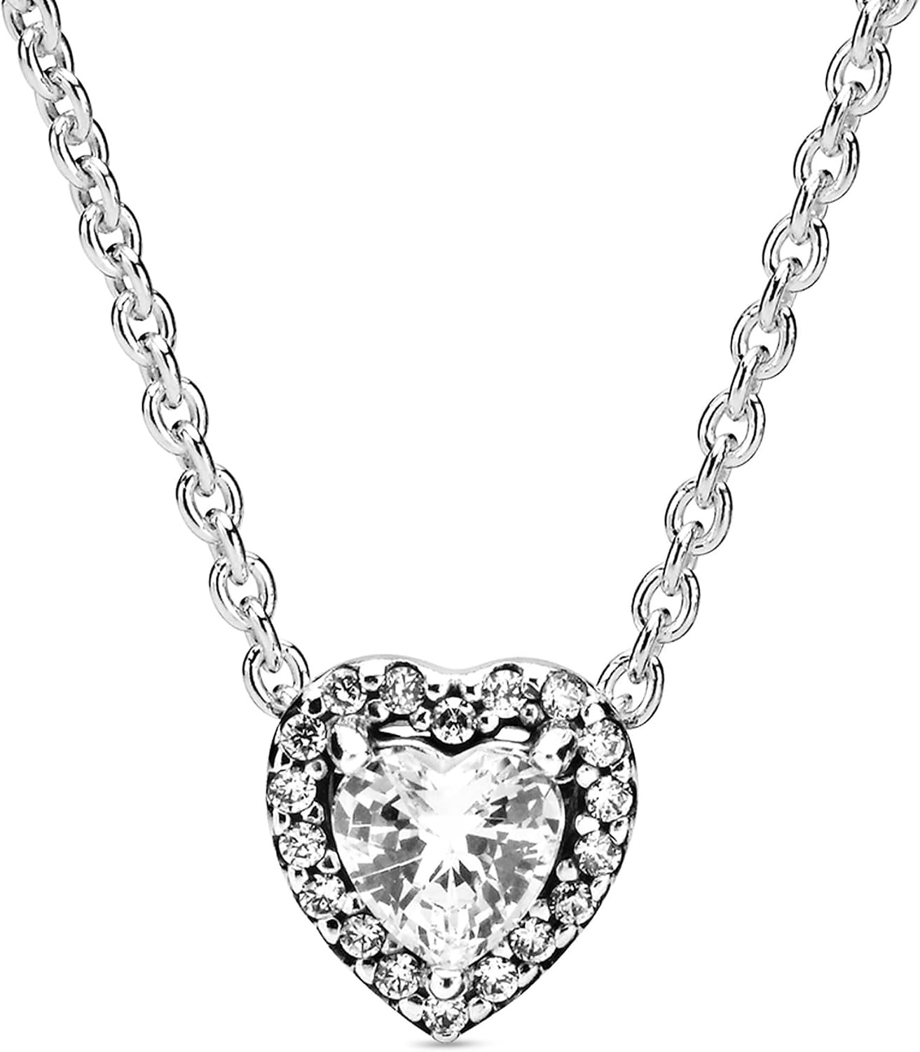 image:imagePandora Jewelry Elevated Heart Cubic Zirconia Necklace in Sterling Silver 177 No Box