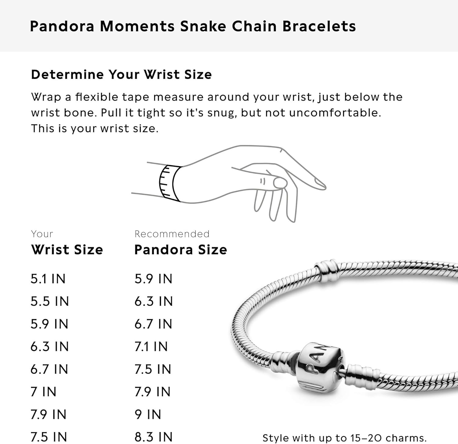 image:imagePandora Jewelry Iconic Moments Snake Chain Charm Bracelet75 Inches