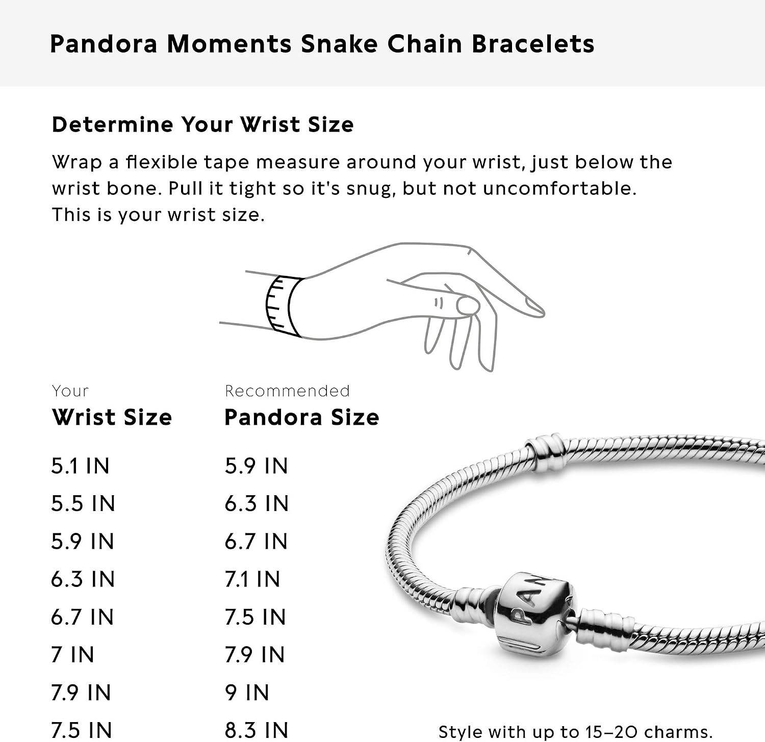 image:imagePandora Jewelry Iconic Moments Snake Chain Charm Bracelet9 Inches