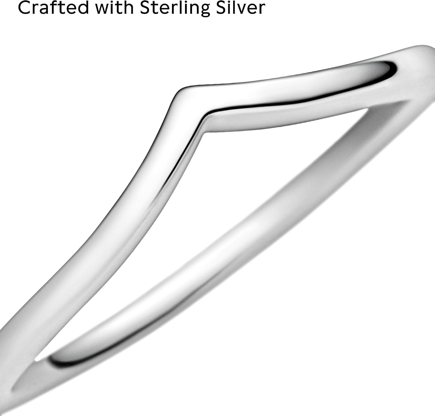 image:imagePandora Polished Wishbone Ring Minimalist Chevron Shape Ring Stackable Sterling Silver Ring for Women Gift for Her Sterling Silver With Gift Box