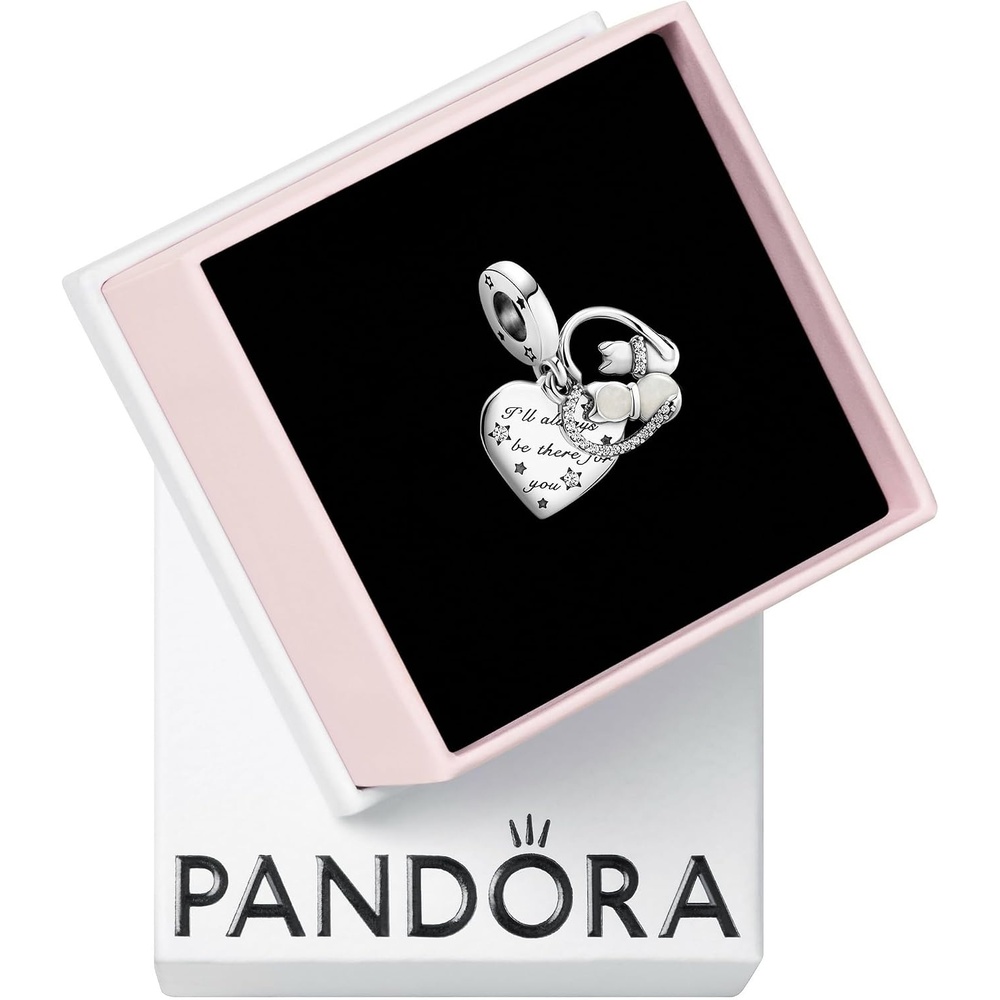 image:imagePANDORA Cats amp Hearts Dangle Charm Compatible with PANDORA Moments Jewelry for Women Gift for Women Sterling Silver Cubic Zirconia amp Enamel With Gift Box