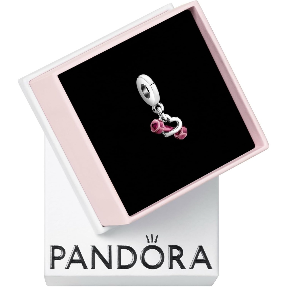 image:imagePANDORA Dumbbell amp Heart Dangle Charm Compatible Moments Bracelets Jewelry for Women Gift for Women Made with Sterling Silver amp Enamel With Gift Box