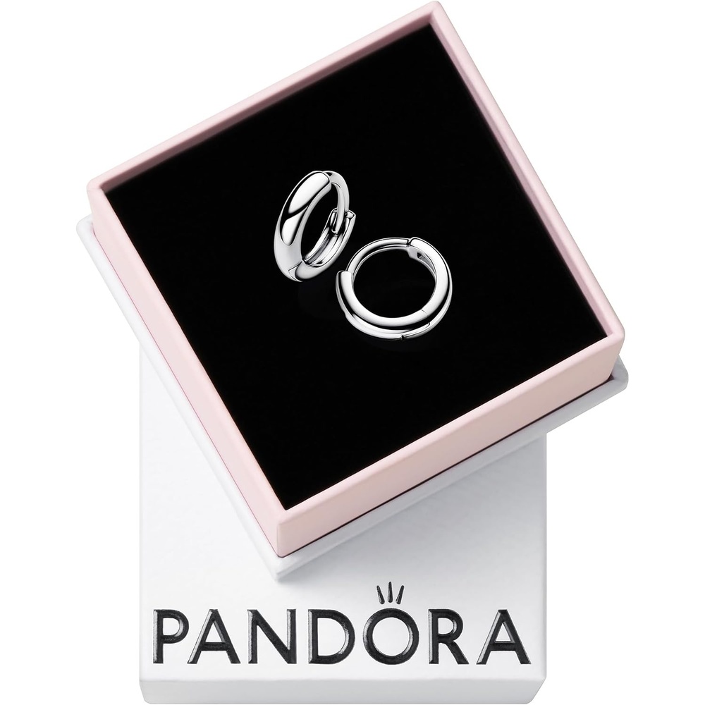 image:imagePANDORA Essence Round Huggie Hoop Earrings Sterling SIlver Earrings Gift for Women Includes Gift Box