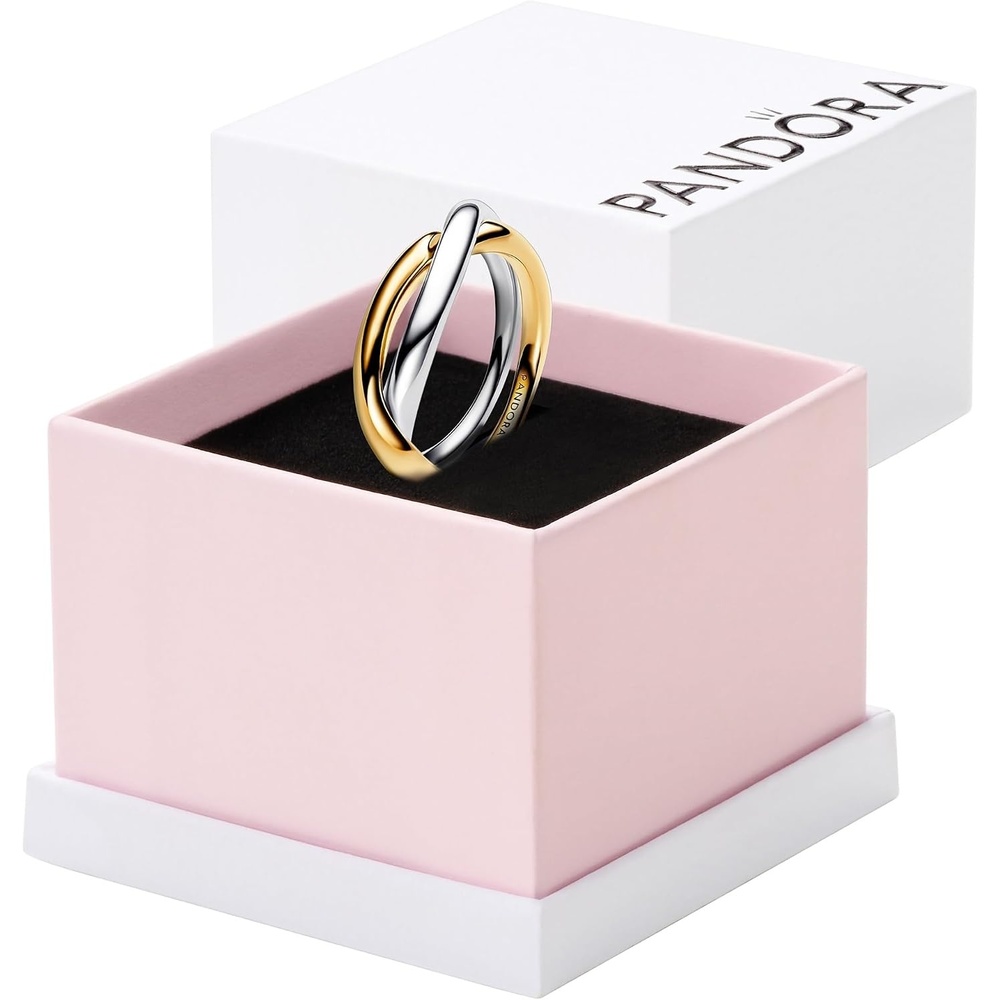 image:imagePANDORA Essence Twotone Entwined Bands Ring  Sterling silver and 14k GoldPlated Ring  Includes Gift Box45