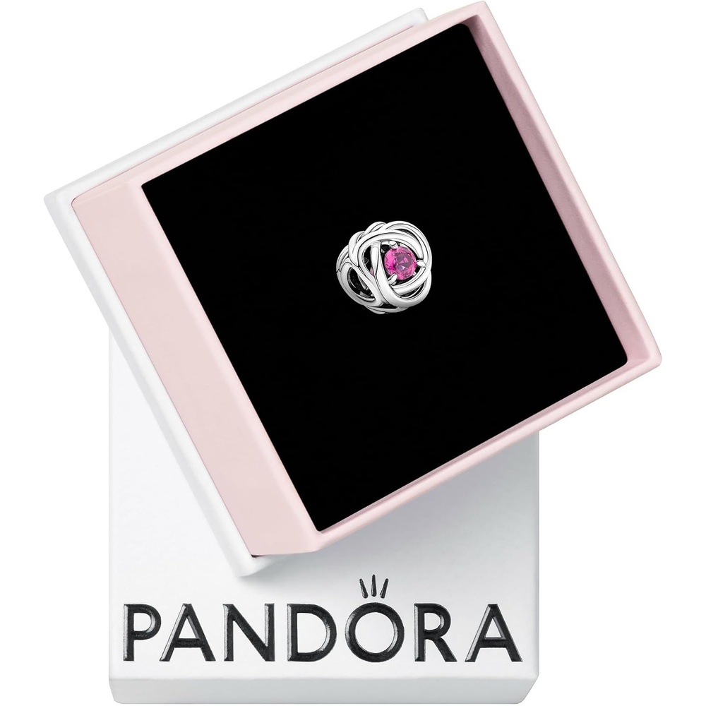 image:imagePANDORA Eternity Circle Charm Compatible Moments Gift for Her Made with Sterling Silver and Manmade Crystals with Gift BoxPink