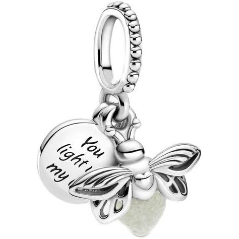 image:imagePANDORA GlowintheDark Firefly Dangle Charm Luminous Jewelry Gift Milky Green Glow Glass Design Jewelry for Her with Gift Box Compatible Moments amp ME Bracelets Sterling Silver