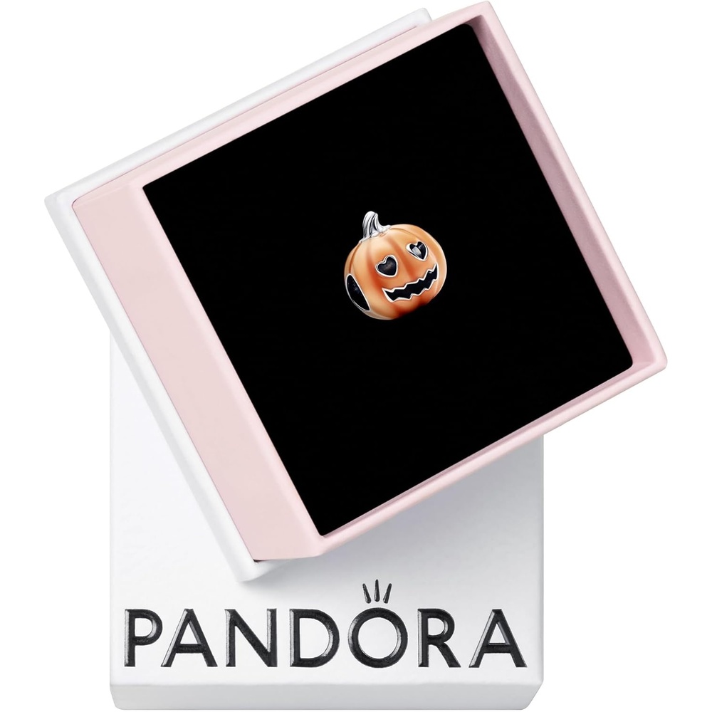 image:imagePANDORA Glowinthedark Spooky Pumpkin Charm Gift for Her Compatible with PANDORA Moments Sterling Silver with Enamel With Gift Box
