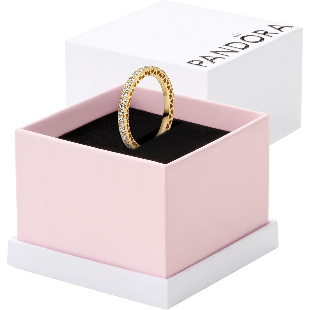 image:imagePANDORA Halo Sparkle amp Hearts Ring Shine 14k GoldPlated Ring for Women with Cubic Zirconia Layering or Stackable Ring Gift for Her With Gift Box