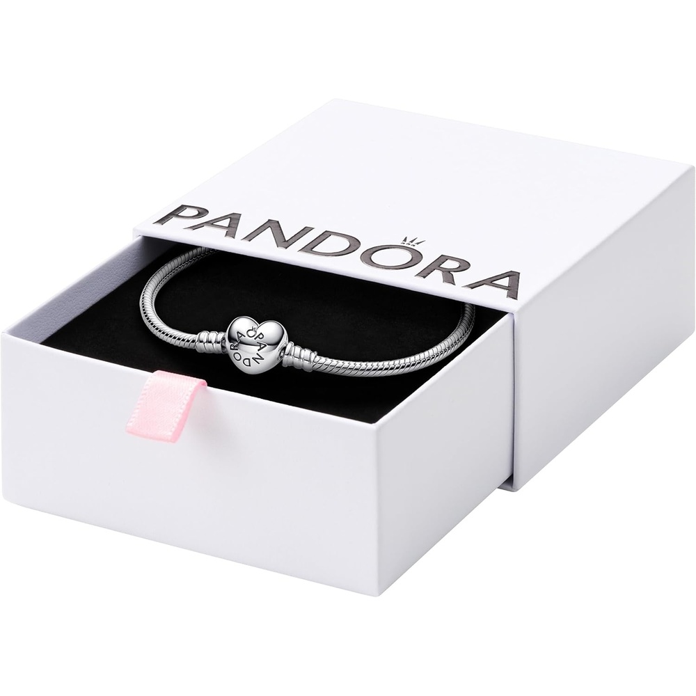 image:imagePANDORA Heart Clasp Snake Chain Bracelet Heart Clasp Romantic Jewelry for Her with Gift Box Compatible Moments Charms Sterling Silver83 Inches