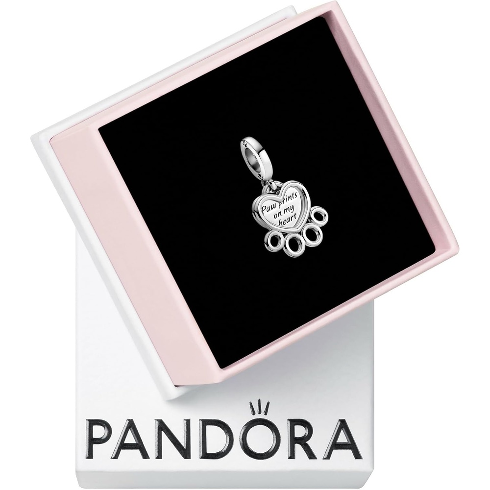 image:imagePANDORA Hearts amp Paw Print Dangle Charm Compatible with PANDORA Moments Jewelry for Women Gift for Her Made with Sterling Silver With Gift Box