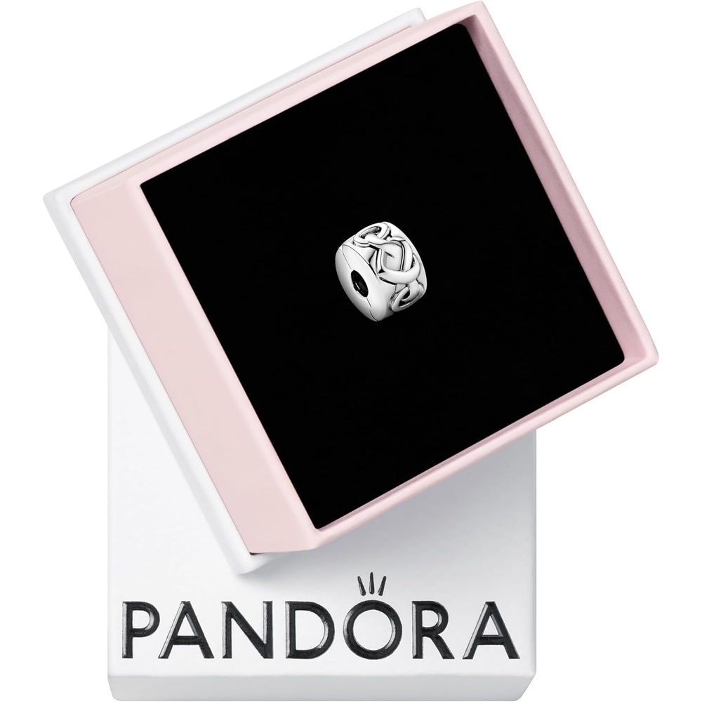 image:imagePANDORA Knotted Hearts Clip Charm Compatible with PANDORA Moments Gift for Her Made with Sterling Silver with Gift Box