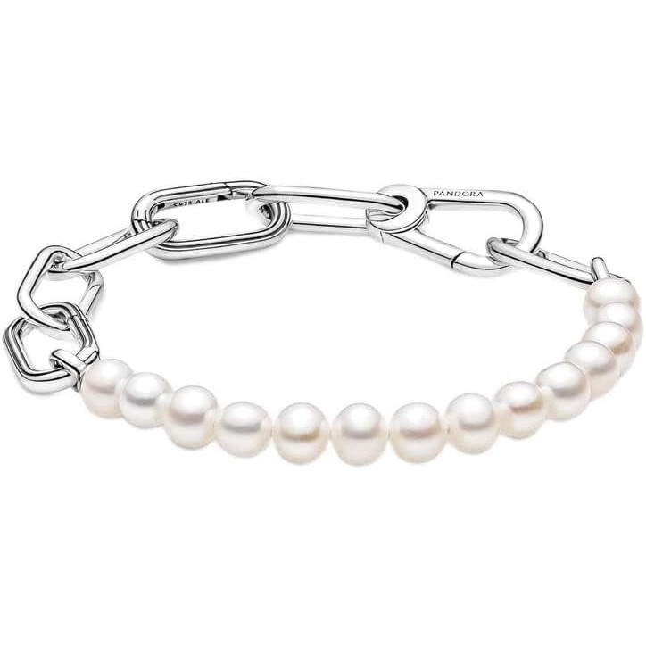 image:imagePANDORA ME Treated Freshwater Cultured Pearl Bracelet  Features 2 Connectors  Gift for Her  Sterling Silver with White Treated Freshwater Cultured Pearl  With Gift Box59 Inches