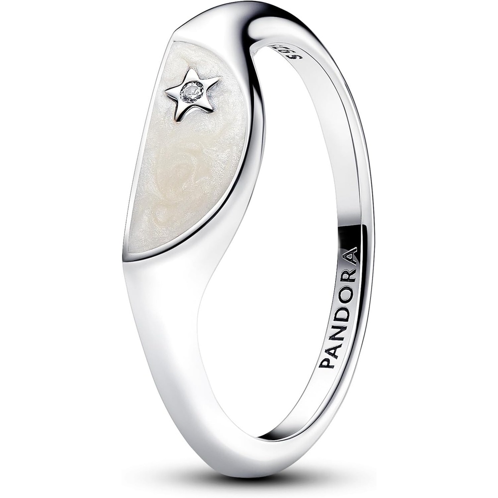 image:imagePANDORA Me Halved Enamel Signet Ring Sterling SIlver Ring with Cubic Zirconia amp Enamel Includes Gift Box54
