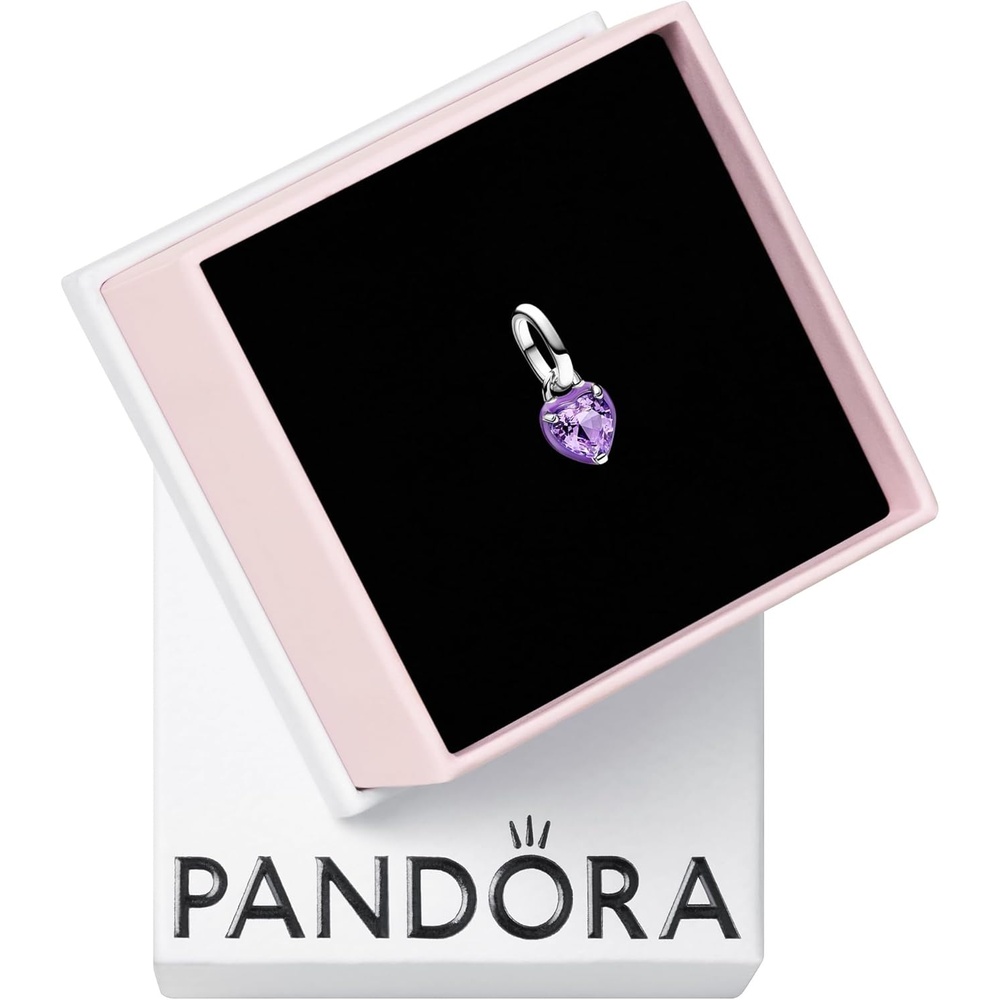 image:imagePANDORA Me Purple Chakra Heart Mini Dangle Charm Sterling Silver Charm with ManMade Crystal amp Enamel Gift for Women Includes Gift Box