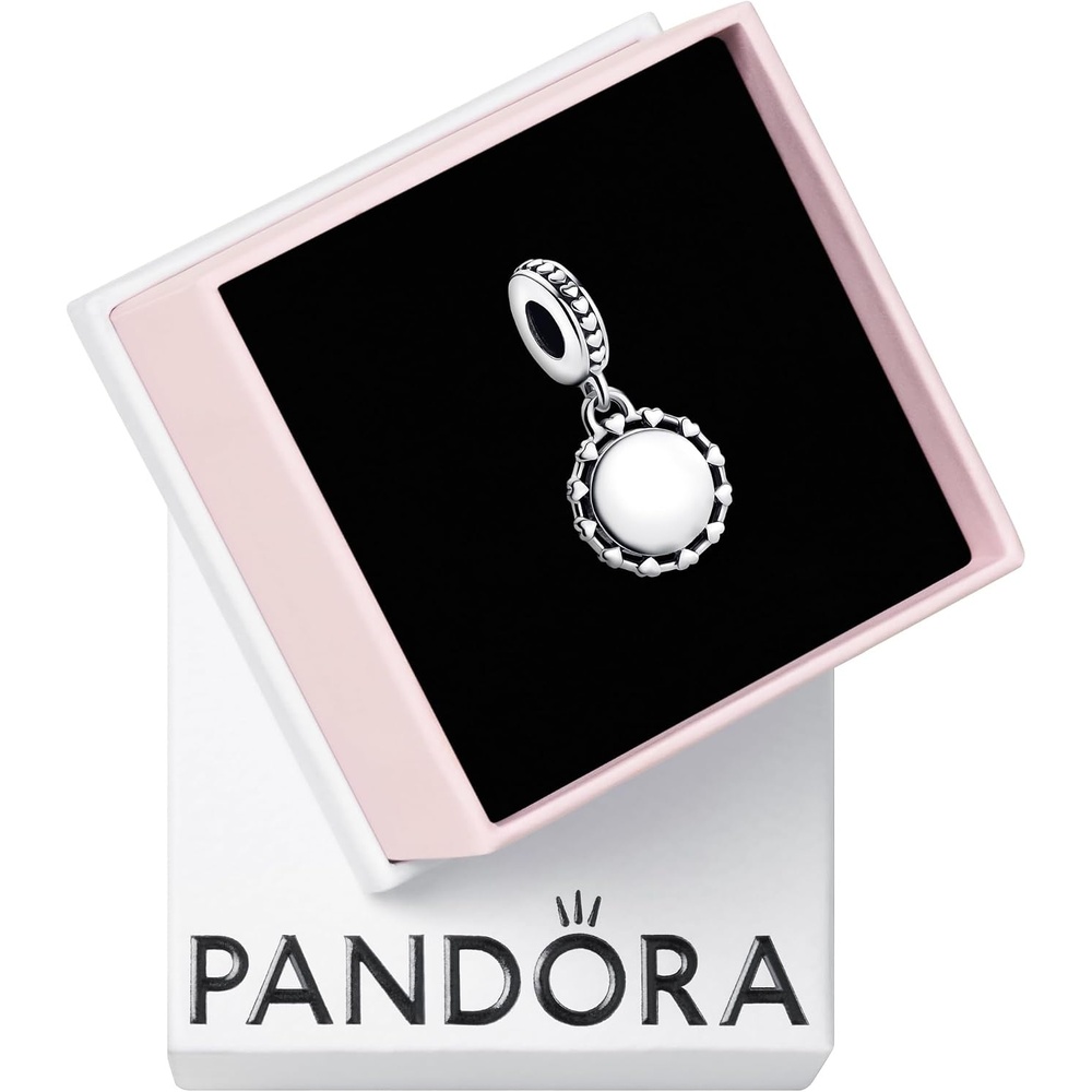 image:imagePANDORA Moments Engravable Disc amp Hearts Dangle Charm 14K Rose GoldPlated Sterling Silver Charm with Cubic Zirconia Jewelry for Women Includes Gift Box