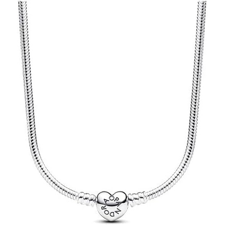 image:imagePANDORA Moments Heart Clasp Snake Chain Necklace Sterling Silver Necklace for Women PANDORA Moments Jewelry Gift for Women Includes Gift Box 177