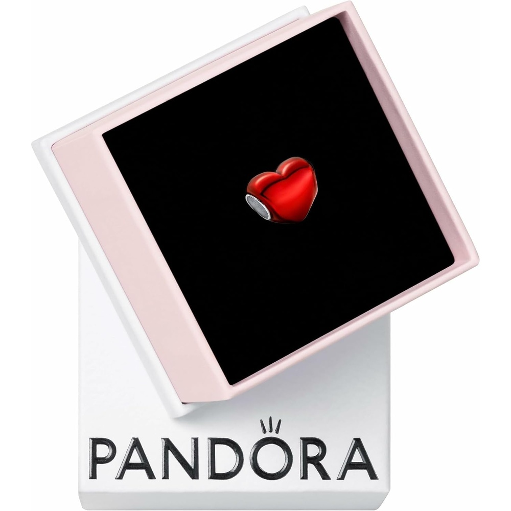 image:imagePANDORA Moments Metallic Red Heart Charm Sterling Silver Charm with Enamel Jewelry for Women Includes Gift Box