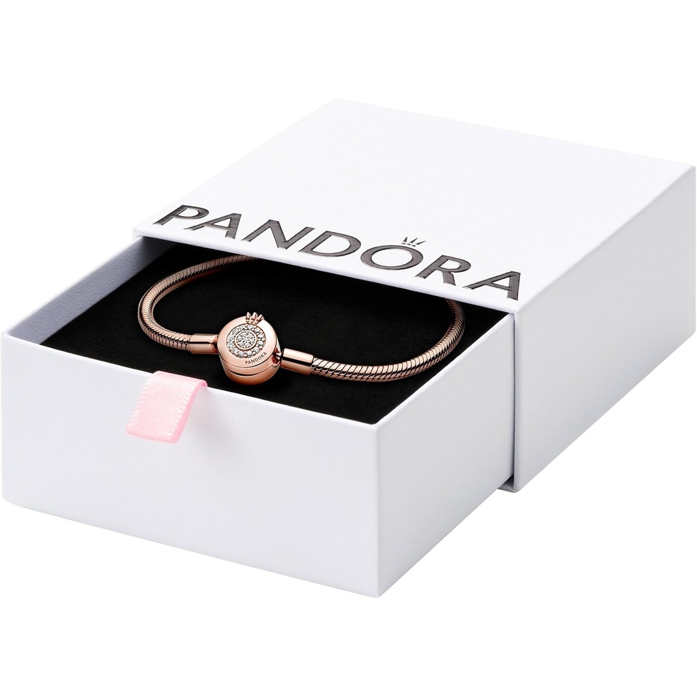 image:imagePANDORA Moments Sparkling Crown O Pav Clasp Snake Chain Bracelet Gift for Her With Gift Box91 Inches