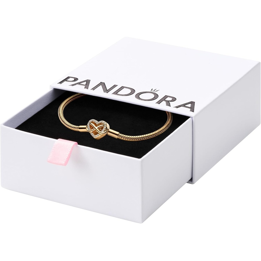 image:imagePANDORA Moments Sparkling Infinity Heart Clasp Snake Chain Bracelet With Gift BoxGold